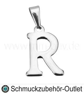 Edelstahl Buchstabenanhänger „R“, 14x20 mm, 1 Stück