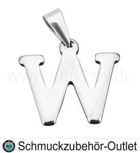 Edelstahl Buchstabenanhänger „W“, 22x19 mm, 1 Stück