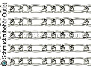 Edelstahl Gliederkette „Figaro“ (4x3x0,8 mm / 6,5x3x0,8 mm), Meterware