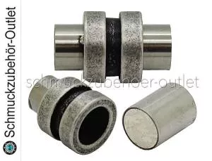 Edelstahl Magnetverschluss matt gebürstet (16x10 mm/Loch: 6 mm), 1 Stück
