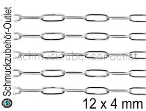 Edelstahl Gliederkette „paper clip“ (12x4 mm), Meterware