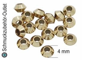 Edelstahlperlen goldfarben Doppelkegel (Ø: 4 x 2 mm), 10 Stück