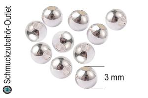 Edelstahlperlen silberfarben rund (Ø: 3 mm), 10 Stück