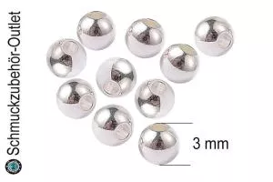 Edelstahlperlen silberfarben rund (Ø: 3 mm), 10 Stück