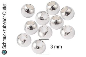 Edelstahlperlen silberfarben rund (Ø: 3 x 2 mm), 10 Stück