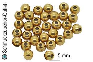 Edelstahlperlen goldfarben rund (Ø: 5 x 4,5 mm), 10 Stück