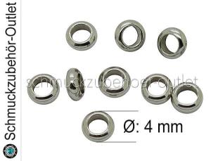Edelstahlperlen, Scheibe, Ø: 4mm, 20 Stück