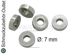 Edelstahlperlen, Scheibe, Ø: 7mm, 5 Stück