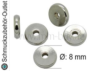Edelstahlperlen, Scheibe, Ø: 8mm, 5 Stück