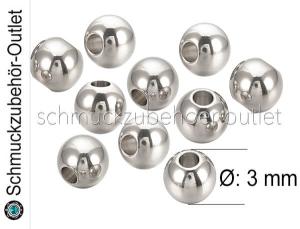 Edelstahlperlen (3 x 2,5 mm / Loch: 0,8 mm) 20 Stück