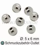 Edelstahlperlen, Ø: 6 x 5 mm, 5 Stück