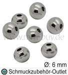 Edelstahlperlen, rund, Ø: 6 mm, 5 Stück