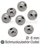 Edelstahlperlen, rund, Ø: 6 mm, 5 Stück