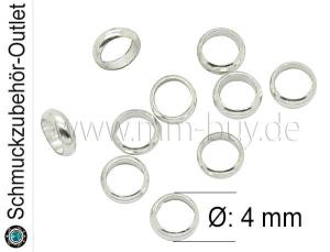 Edelstahlperlen, Scheibe, silberfarben, Ø: 4mm, 10 Stück