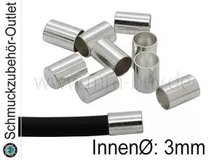 Endkappen, silberfarben, Innendurchmesser 3 mm, 10 Stück