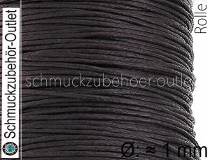 Baumwollband gewachst Espresso (Ø: ca. 1 mm), 1 Spule (60 Meter)