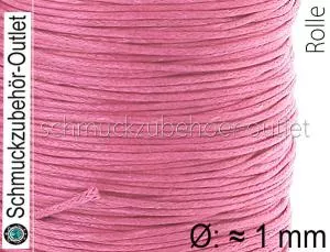 Baumwollband gewachst rosa (Ø: ≈ 1 mm), 1 Spule (60 Meter)