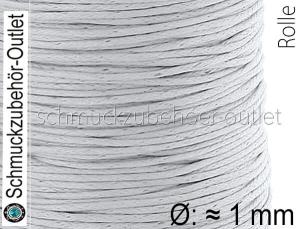 Baumwollband gewachst silbergrau (Ø: ca. 1 mm), 1 Spule (60 Meter)