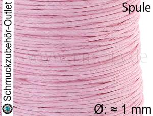 Baumwollband gewachst babyrosa (Ø: ≈ 1 mm), 1 Spule (60 Meter)