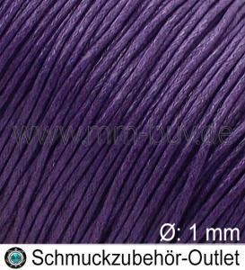 Schmuckband aus Baumwolle, dunkellila, Ø: 1 mm, Meterware