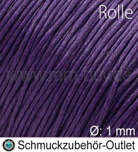 Schmuckband aus Baumwolle, dunkellila, Ø: 1 mm, 1 Spule (60 Meter)