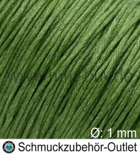 Schmuckband aus Baumwolle, grün, Ø: 1 mm, Meterware
