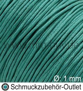 Schmuckband aus Baumwolle, seegrün, Ø: 1 mm, Meterware
