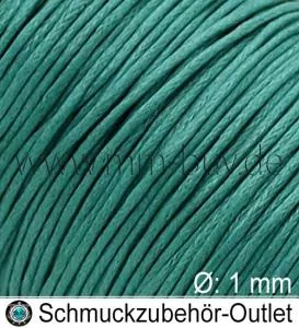 Schmuckband aus Baumwolle, seegrün, Ø: 1 mm, Meterware
