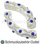 Rohrperlen mit Strass, silber-blau, Ø: 55 mm, Loch Ø: 4,9 mm, 1 Stück