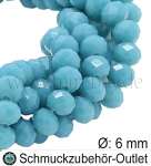 Glasschliffperlen, stahlblau, Rondell, Ø: 6 mm, 1 Strang