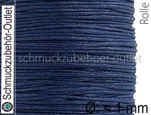 Baumwollband gewachst dunkelblau (Ø: ca. 1 mm), 1 Spule (60 Meter)