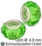 Großlochperlen, Glas, grün, Ø: 14x9mm, Loch: 4,8 mm, 1 Stück