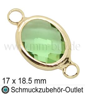 Glasverbinder, oval, Farbe: grün-transparent, 17x18.5mm, 1 Stück