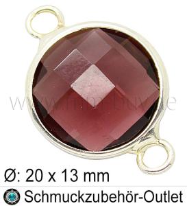 Glasverbinder, Farbe: Portwein-transparent, Ø:20x13, 1 Stück