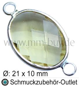 Glasverbinder, oval, Farbe: gelb-transparent, Ø:21x10, 1 Stück