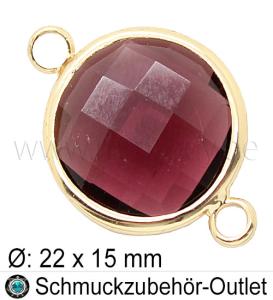 Glasverbinder, rund, Farbe: Aubergine-transparent, Ø:22x15, 1 Stück
