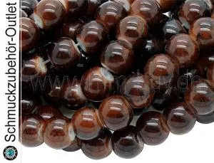 Glasperlen, braun, Ø: 8 mm, 1 Strang