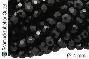 Glasschliffperlen schwarz rund (Ø: 4 mm), 1 Strang