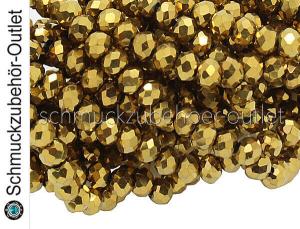 Glasschliffperlen gold-metallisch (4 mm), 1 Strang