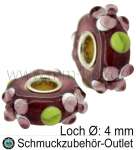 Großlochperlen, Glas, altrosa, Ø: 14 x 8 mm, Loch Ø: 4 mm, 1 Stück