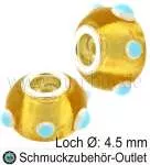 Großlochperlen, Glas, gelb, Ø: 14 x 10 mm, Loch Ø: 4,5 mm, 1 Stück