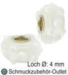 Großlochperlen, Glas, weiß, Ø: 14 x 8 mm, Loch Ø: 4 mm, 1 Stück