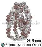 Glasschliffperlen, metallisch, rosa-silber, Ø: 4x6mm, 1 Strang