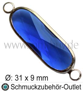 Glasverbinder, oval, Farbe: blau, Ø:31x9, 1 Stück