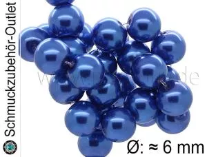 Wachsperlen, königsblau, 6 mm, 1 Strang