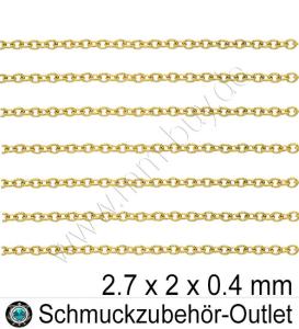 Gliederkette „Ankerkette“, goldfarben, 2.7x2x0.4 mm, 1 Meter
