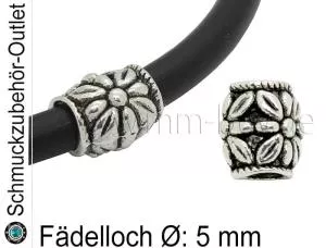 Metall Großlochperlen silberfarben (Fädelloch Ø: 5 mm), 1 Stück