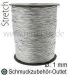 Gummiband, metallisch, silberfarben, Ø: 1 mm, Meterware