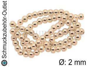 Hämatit, rund, goldfarben, Ø: 2 mm, 1 Strang