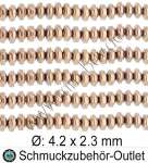 Hämatitperlen, Linse, roségold, Ø: 4.2 x 2.3 mm, 1 Strang